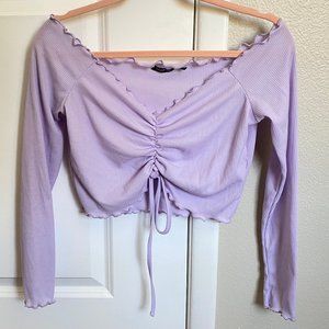 Purple Long Sleeve Crop Top